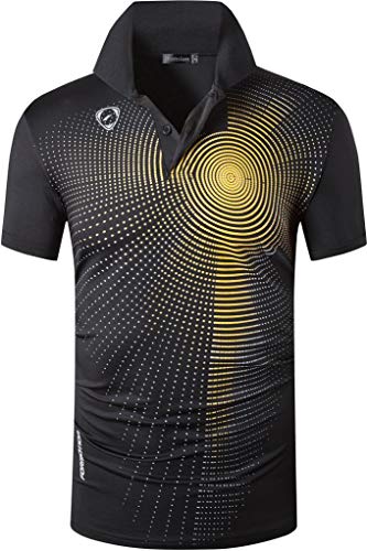 jeansian Hombre Sport Dry Fit Deportiva tee Shirt Tshirt T-Shirt Manga Corta Tenis Golf Bowling Camisetas LSL266 Black L