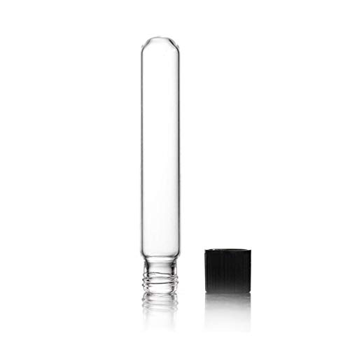 Jjzhb Yunli- Tubos de ensayo Vidrio de Alta Temperatura de la Resistencia, 16 * Tubo de ensayo de 150 mm, 23 ml de Tornillo de la Boca, con PF Negro Cap borosilicato 3.3, Laboratorio Escolar General