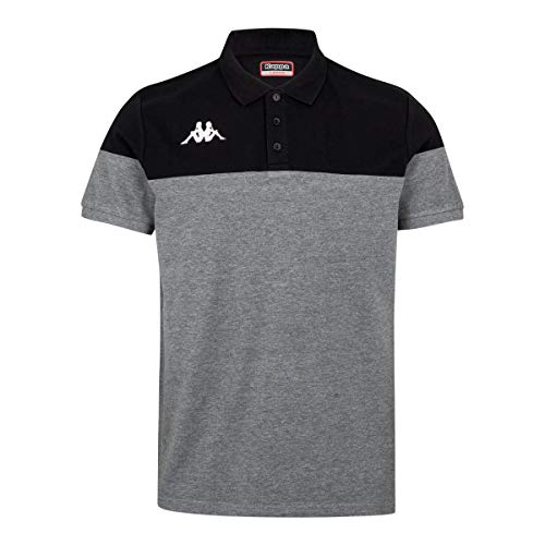 Kappa PIANETTI Polo de Manga Corta, Hombre, Gris/Negro, 2XL