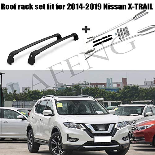 LAFENG Juego de barras de techo para Nissan Rogue X-trail 2014-2019, 4 piezas portaequipajes y juegos de barras transversales.