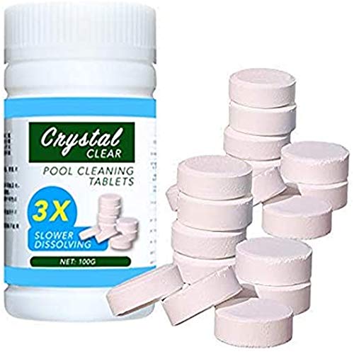 LDY 100 Pcs Magic Pool Cleaning Tablets, Crystal Clear Pool Cleaning Tablets Multifunction Swimming Pool Water Sanitizers for Swimming Pool and SPA Treatment