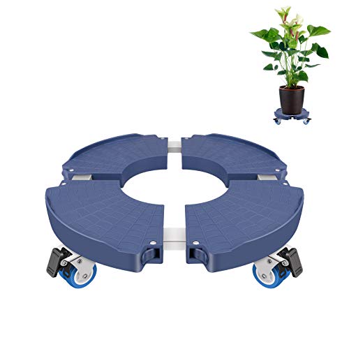 Linkax Soporte con Ruedas para Plantas, Soporte Redondo con Ruedas para Macetas Base Móvil de Plantas Flores para Jardín Hogar Gran Capacidad de Carga de hasta 150 kg