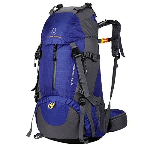 Litthing Mochila de Montaña para Hombre y Mujer 60 litros Gran Capacidad Deportiva Duradera Impermeable Multifuncional Antifricción para Excurción Acampada Aire Libre Unisexo(Azul)