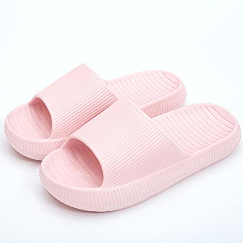 LLGG Baño Sandalias de Punta Descubierta,Bandeja Suave Antideslizante de Fondo Grueso, Zapatillas externas Simples Hembra-Rosa_36-37,Unisex Adulto Zapatillas de baño