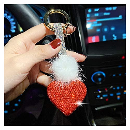 LPQSY Llavero Colgante Llavero Llaveros para Mujeres Crystal Charm Chimenea Forma de corazón Forma de corazón Colgante para Bolso de Bolso Charm Llavero (Color: Rojo) (Color : Red)