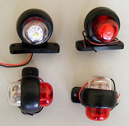 Luz LED de posición lateral y trasera para camión, bus, caravana, o furgoneta, 4 unidades, 24 V, color blanco y rojo