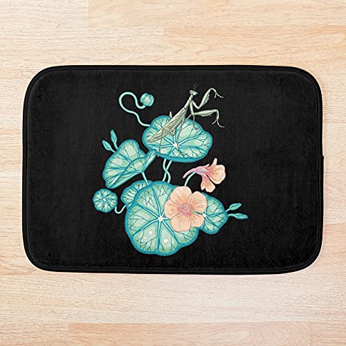 Mantises and Indian Berro Alfombra de baño antideslizante para baños absorbentes alfombras de baño modernas de forro polar coral para la puerta delantera de la cocina