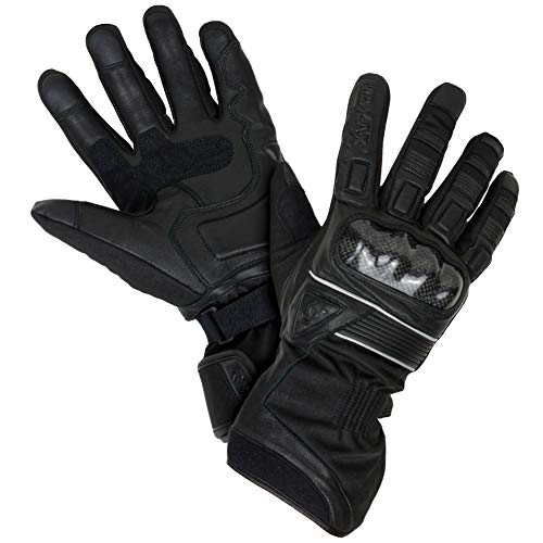 MAXAX Guantes de moto de invierno Aprobados por la CE, 2KP Guante de moto de invierno aprobado, impermeable y térmico, cuero y textil genuino, multi-refuerzo y protección, mujeres y hombres