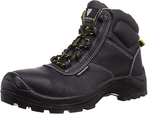 Maxguard CONNOR 900219 - Zapatos de protección de cuero para unisex-adultos, Negro (Schwarz (schwarz/gelb)), 43