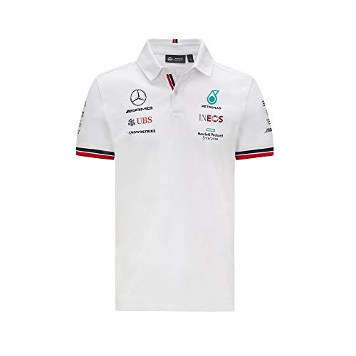 Mercedes-AMG Petronas - Mercancía Oficial de Fórmula 1 2021 Colección - Hombre - Polo - Manga Corta - Blanco - M