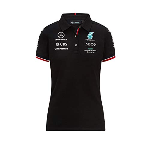 Mercedes-AMG Petronas - Mercancía Oficial de Fórmula 1 2021 Colección - Mujer - Polo - Manga Corta - Negro - M