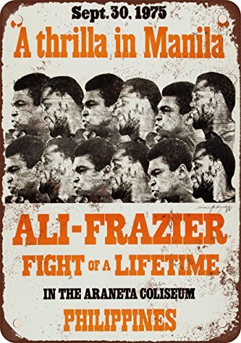 metal Signs 1975 Ali Frazier Thrilla in Manila Vintage Look Reproducción Metal Lata Cartel 8x12 pulgadas