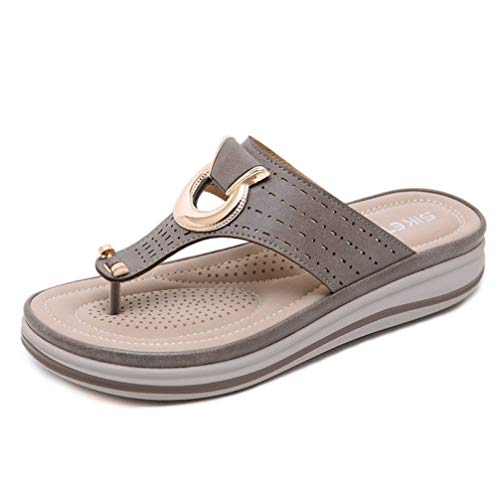 Mujer Verano Tangas Cuña Sandal Beach Clip Toe Plataforma Antideslizante Plantilla Comodidad Chanclas Sandalias