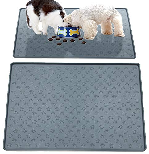 No branded Elianla Alfombra Comedero Perro, Alfombrilla Perro y Gato en Silicona, Alfombrilla Impermeable y Antideslizante de Calidad Alimentaria para Alimentación de Perros y Gatos. (Gris)