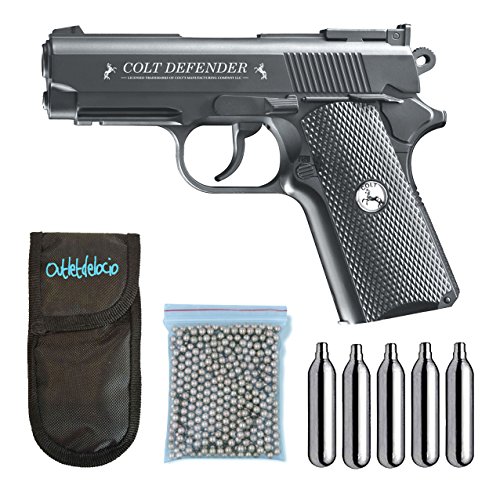 Outletdelocio. Umarex U58310. Pistola perdigon Colt Defender. Gas Co2. 4,5mm. + Funda Portabombonas + Balines + Bombonas co2. 23054/29318/38123