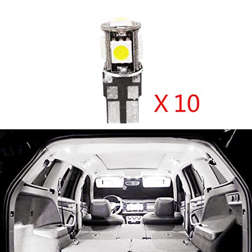 Para Megane LED Bombilla Luz Interior de Coche Super brillante Luces lectura coche Dome Bombilla Canbus sin errores 12V Blanco 10 Piezas