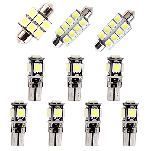 Para Touareg LED Bombilla Luz Interior de Coche Super brillante Luces lectura coche Dome Bombilla Canbus sin errores 12V Blanco 10 Piezas