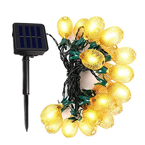 Pineapple Light String, 3.5M 10LED Prenda Impermeable Solar de las Luces de hHadas de la Secuencia de la Piña del Metal para el Patio al Aire Libre Interior del Jardín