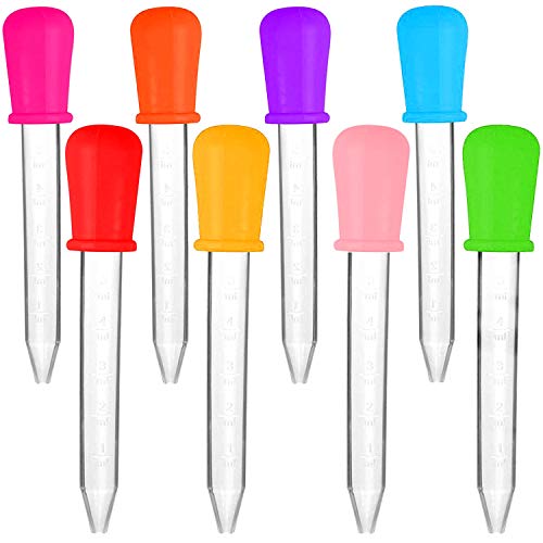 Pipetas Líquidas, 8 Piezas Goteros Líquidos, Goteros de Silicona, Pipetas de Plástico, Goteros Líquidos Pipeta, para Dulces y Moldes Artesanales Molde Gomoso - 8 Colores