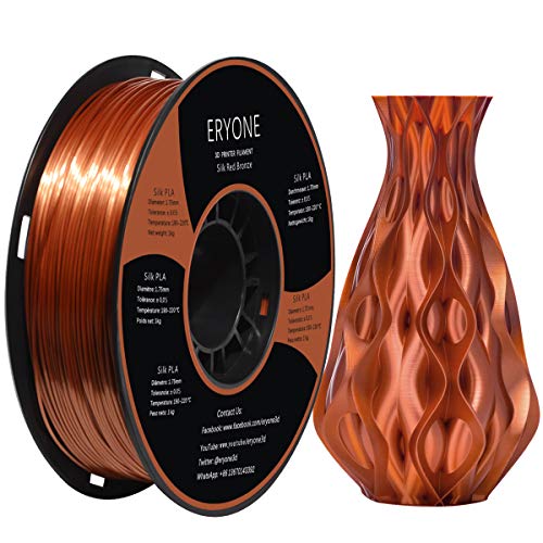 PLA Filamento 1.75mm Seda Cobre, ERYONE Seda Cobre Brillante Filamentos PLA 1.75mm, 3D Impresora Filamentos PLA for 3D Impresoras and 3D Pen, 1kg 1 Carrete