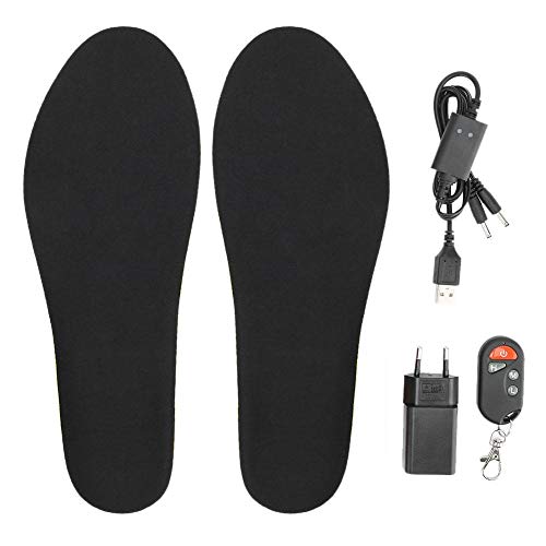 Plantillas térmicas para calefacción eléctrica de los pies, plantillas calefactables por infrarrojos lejanos con mando a distancia para caza, invierno, esquí, pesca, senderismo (negro (L) EU)