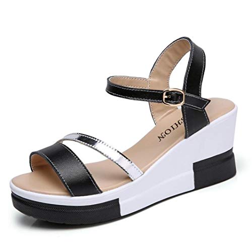 Plataforma de Moda para Mujer Sandalias de cuña Peep Toe Hebilla Correa Ocio al Aire Libre Verano Sandalia Zapatos