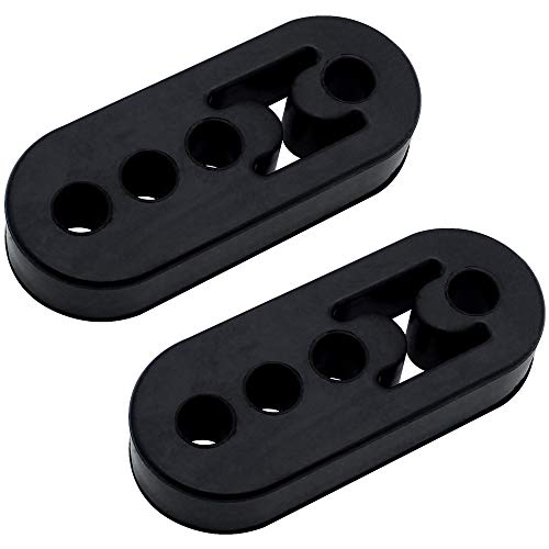 PLCatis 2 Piezas Soporte de Escape de Goma Negra con 4 Orificios de 12mm Soporte de Tubo de Escape Universal para Colgador de Tubo de Escape de Vehículo - Goma Silenciador