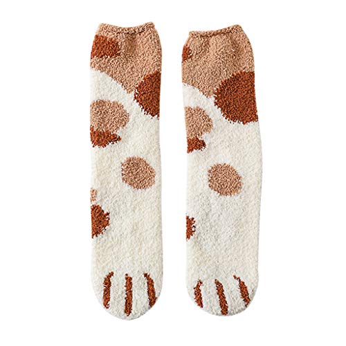 Posional Huellas De Pata De Gato De Coral De Invierno Para Hombres Y Mujeres, Además De Terciopelo Cálido Sueño Calcetines Caseros Calcetines De Piso,Caqui, Negro, Blanco, Gris, Amarillo