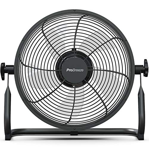 Pro Breeze Ventilador de Piso Recargable de 30cm: Duración de la batería de 4.5-24 Horas, Cabezal del Ventilador Ajustable, Puerto USB para Dispositivos de Carga. Silencioso, Ligero y portátil