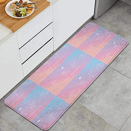 QINCO Anti Fatiga Cocina Alfombra del Piso,Ámate a ti Mismo - Tapiz, Antideslizante Acolchado Puerta Habitación Bañera Alfombra Almohadilla,120 x 45cm