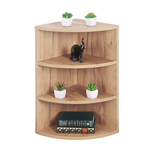 RICOO WM053-EG Estantería Esquina 60 x 33 x 33 cm Estante esquinera Librería Moderna Muebles de hogar Mueble almacenaje Madera Color Roble marrón