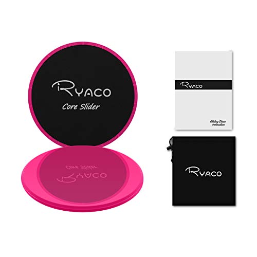 Ryaco 2X Discos Deslizantes para Fitness Abdominales con Bolsa de Transporte –Discos Doble Cara Deslizantes para Hogar, Yoga, Fitness, Pilates, Ejercicios de Cuerpo – Moquetas y Solería (Magenta)