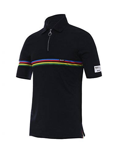 Santini UCI - Polo de Lana para Hombre, diseño de Arco Iris, Hombre, Polo de Manga Corta, CAS34742XL, Multicolor, XXL