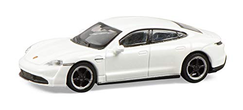 Schuco 452655800 Porsche Taycan, Turbo S, Carrera, Escala 1:87, Color Blanco Metalizado