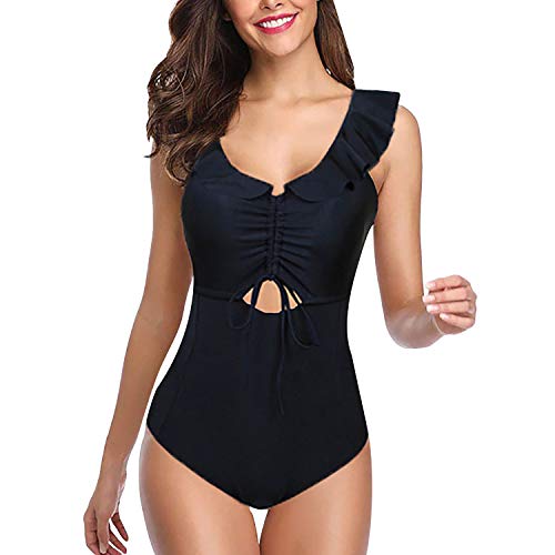 SEDEX Traje De Baño Mujer Una Pieza Sexy Drawstring Bañador de Una Pieza Verano Elegante Volante Monokini Playa Natación Vacación（XL）