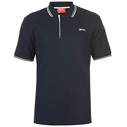 Slazenger – Polo para hombre de manga corta, con detalles de rayas azul marino S