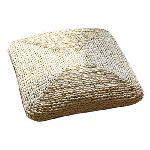 SODIAL Almohada Hecha una Mano de Tejido de CáScara de MaíZ Natural de 40 Cm Estera del Asiento del Yoga del Piso Silla Tatami MeditacióN CojíN de Ventana 6-10 Cm de Altura