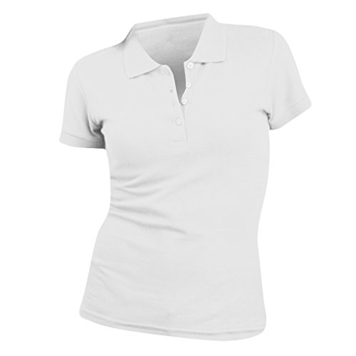 SOLS- Polo de Manga Corta de algodón piqué para Mujer (M) (Blanco)