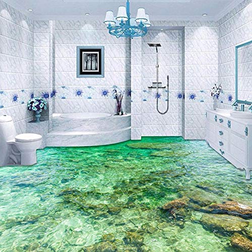 Suelo 3D Suelo impermeable Suelo 3D personalizado Pegatina Mural Hermoso Agua de mar Ondulación Pvc Vinilo Autoadhesivo Sala de estar Dormitorio Pintura de piso Wallpaper-350 * 245Cm Para cocina Bañ