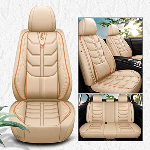 SUNQQJ Fundas Asientos Coche Universales para Porsche Cayman Cayenne Macan Panamera Boxster Auto Accesorios Pegatinas, Confort Beige