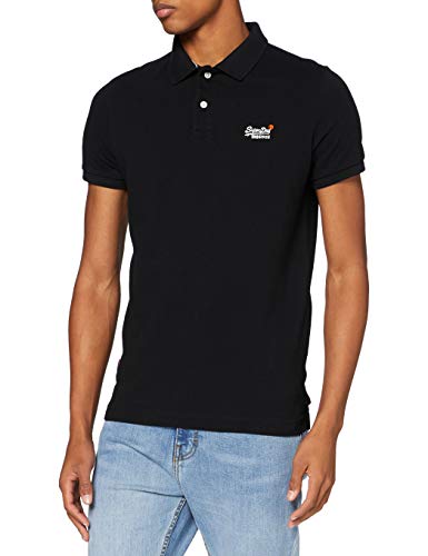 Superdry Classic Pique S/s Polo Camisa, Negro, XXL para Hombre