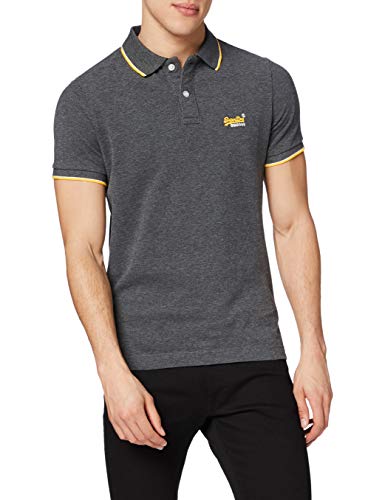 Superdry Poolside Pique S/S Polo, Gris (Black/Grey Marl Nln), X-Large para Hombre