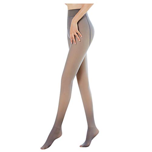 Surfiiy - Medias térmicas transparentes para mujer, color carne con interior de forro polar, 320 Den para invierno, en negro, gris, café u original Grigio 220g 90 cm