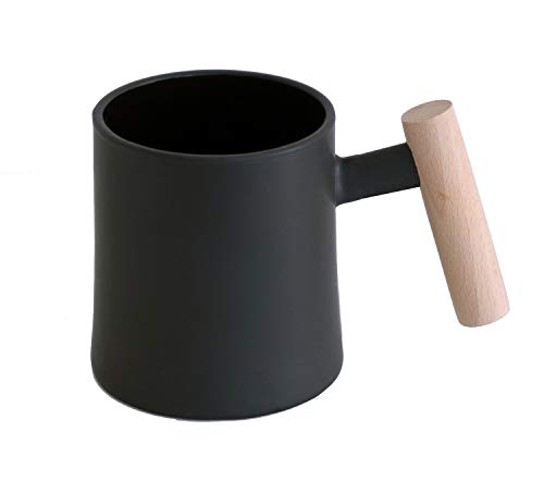 Taza de café Secret de Gourmet de cerámica, mango de madera de haya, estilo Scandi, apta para lavavajillas y microondas, 37 cl