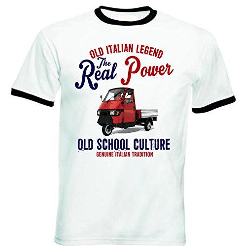 TEESANDENGINES - Camiseta para hombre, diseño de piaggio 50 ROJO 1948, color negro italiano Blanco blanco XL