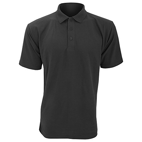 UCC - Polo Piqué de manga corta Modelo 50/50 Hombre Caballero (tallas extra grandes hasta 5XL) - Verano/Deporte (5XL/Negro)