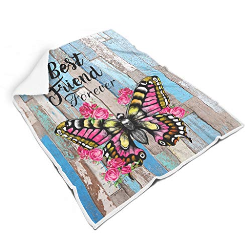 wbinshey Mariposa mejor amigo cuadrado alfombra polar suave material europeo estilo patrón para Navidad niños habitación y un para amigos blanco 60x80 pulgadas