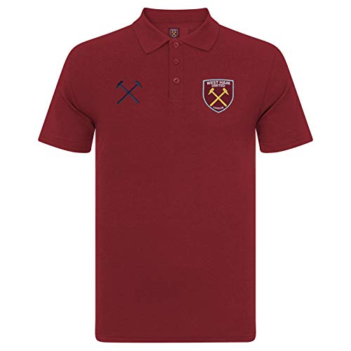 West Ham United FC Polo Oficial Para Hombre - con el Escudo del Club - Granate - L