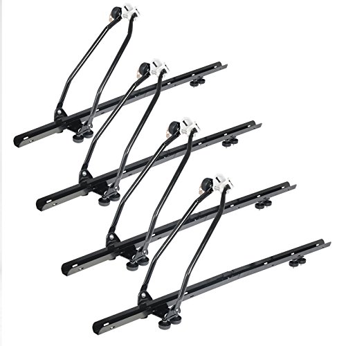 WOLTU 4X Portabicicletas Baca Techo Soporte para Auto Coche barandilla Bicicleta Bike con Cerradura Hierro FZU1118-4