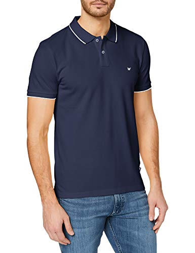 Wrangler Pique Camisa Polo, Azul (Navy 114), Medium para Hombre